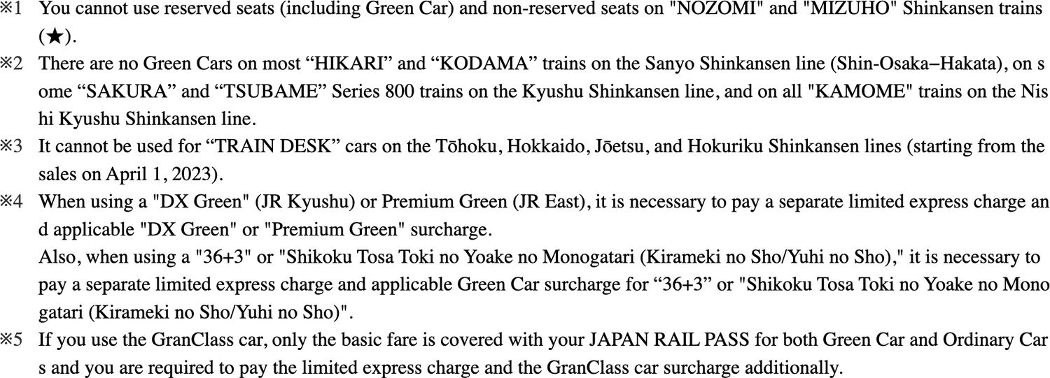 Website Japan Rail Pass · Train accommodations · archive copy